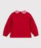 Children's plain cotton sweatshirt with a collar red