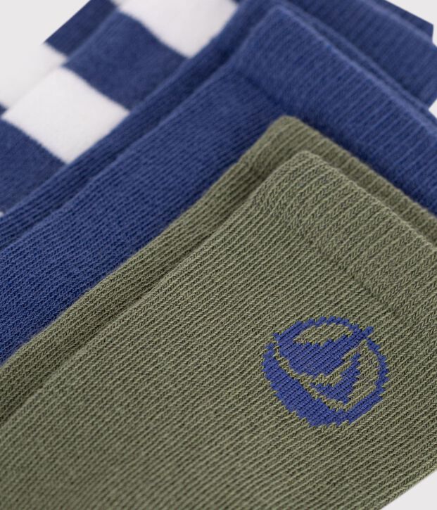 Children's stripy and plain cotton socks - 3-pack multicolor