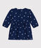 Babies' long sleeved floral print cotton dress MEDIEVAL blue/MULTICO white