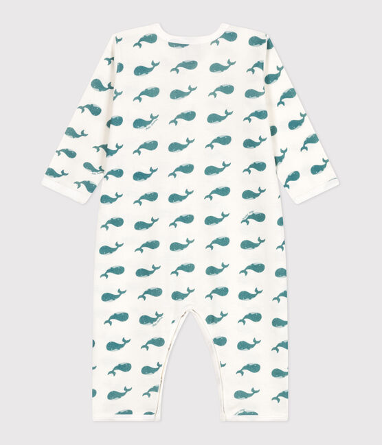 Baby cotton pajamas without whale feet MARSHMALLOW green/DRAGONFLY