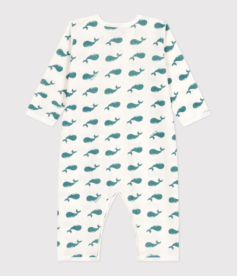 Baby cotton pajamas without whale feet white/green