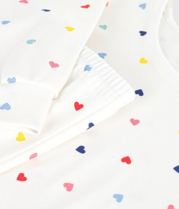 Women's heart print cotton and elastane pyjamas white/multicolor