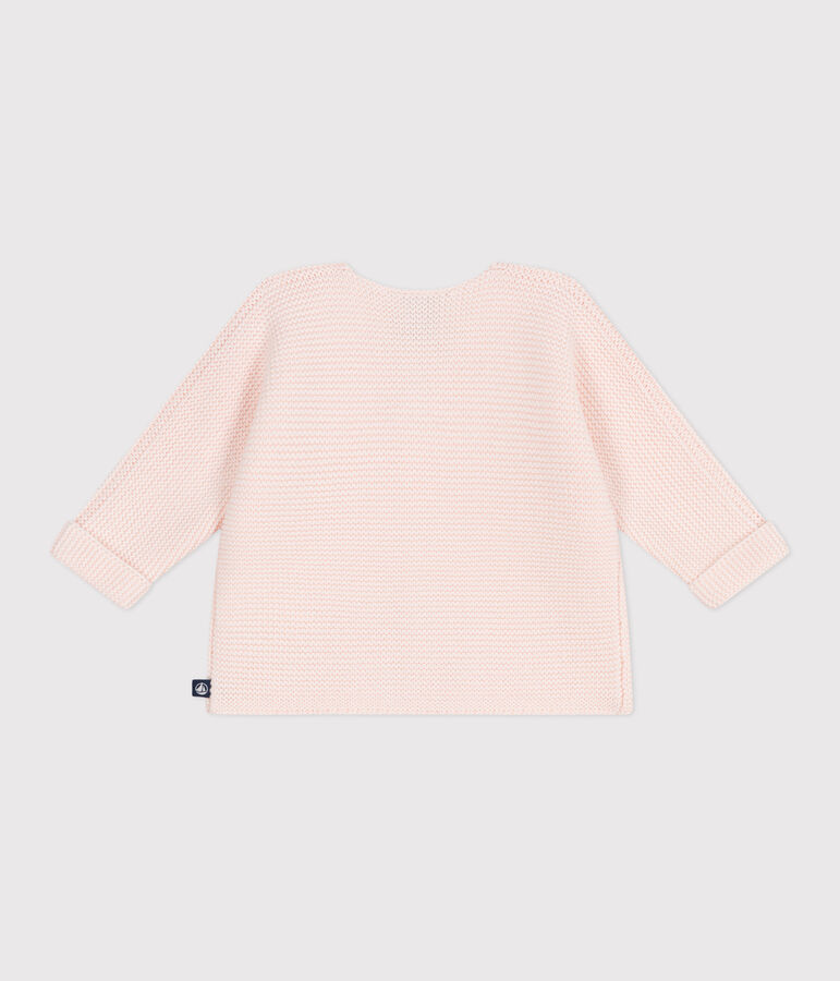 Babies' moss stitch cotton cardigan pink