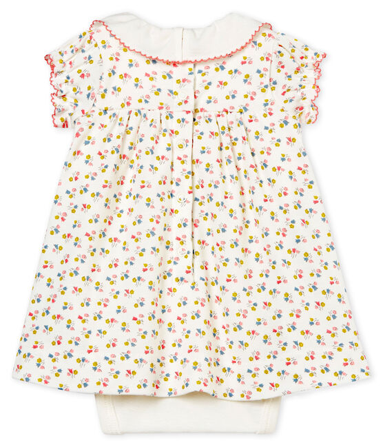 Baby girls' printed dress/bodysuit MARSHMALLOW white/MULTICO white
