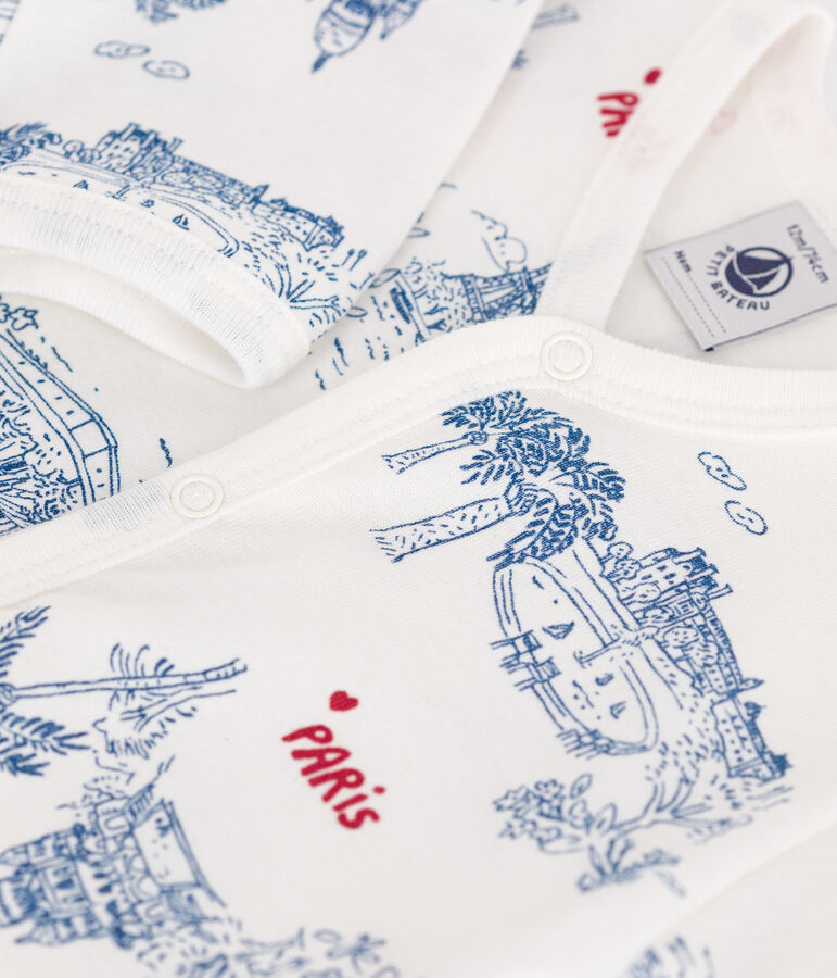 Babies' Paris themed cotton pyjamas white/multicolor