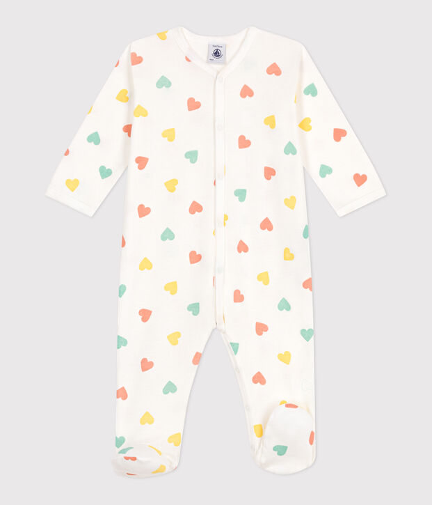 Babies' heart pattern cotton pyjamas white/multicolor