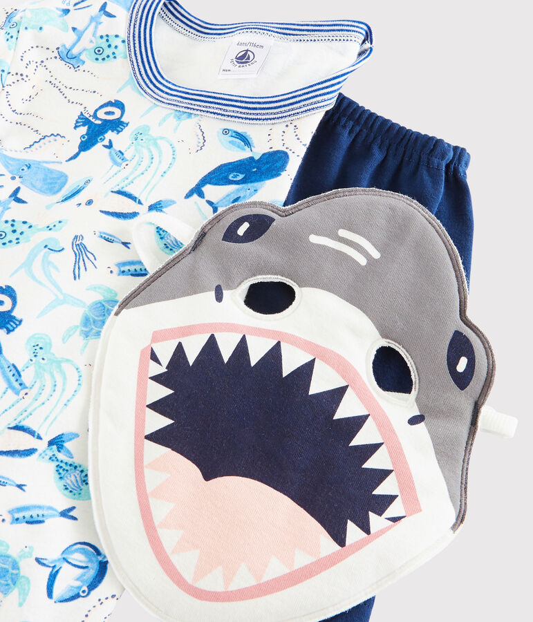 Unisex Fancy Dress Cotton Shark Short Pyjamas white/multicolor