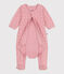Babies' bodyjama in small heart print tube knit CHARME pink/MARSHMALLOW white
