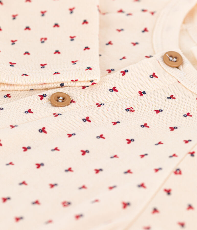 Babies' Heart Patterned Cotton Tube Knit Jumpsuit AVALANCHE white/MULTICO