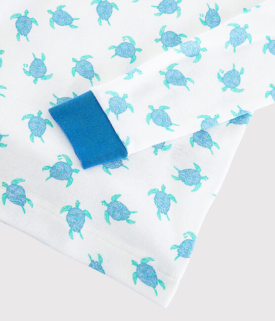 Unisex Snugfit Tortoise Print Cotton Pyjamas MARSHMALLOW white/COOL blue