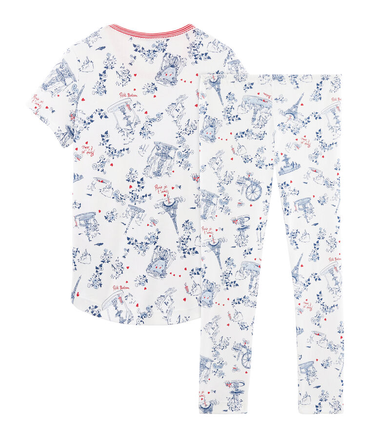 Girls' Ribbed Pyjamas white/multicolor