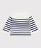 Babies' stripy wool and cotton sailor-style jumper MARSHMALLOW blue/SOIR