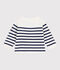 Babies' stripy wool and cotton sailor-style jumper blue/blue