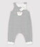Babies' Stripy Organic Cotton Long Dungarees MARSHMALLOW white/SMOKING blue