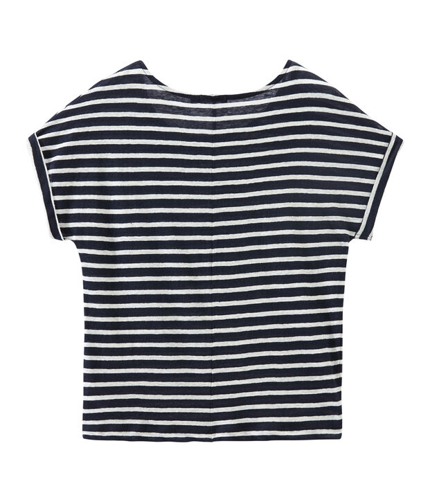 Women's striped linen tee blue/white