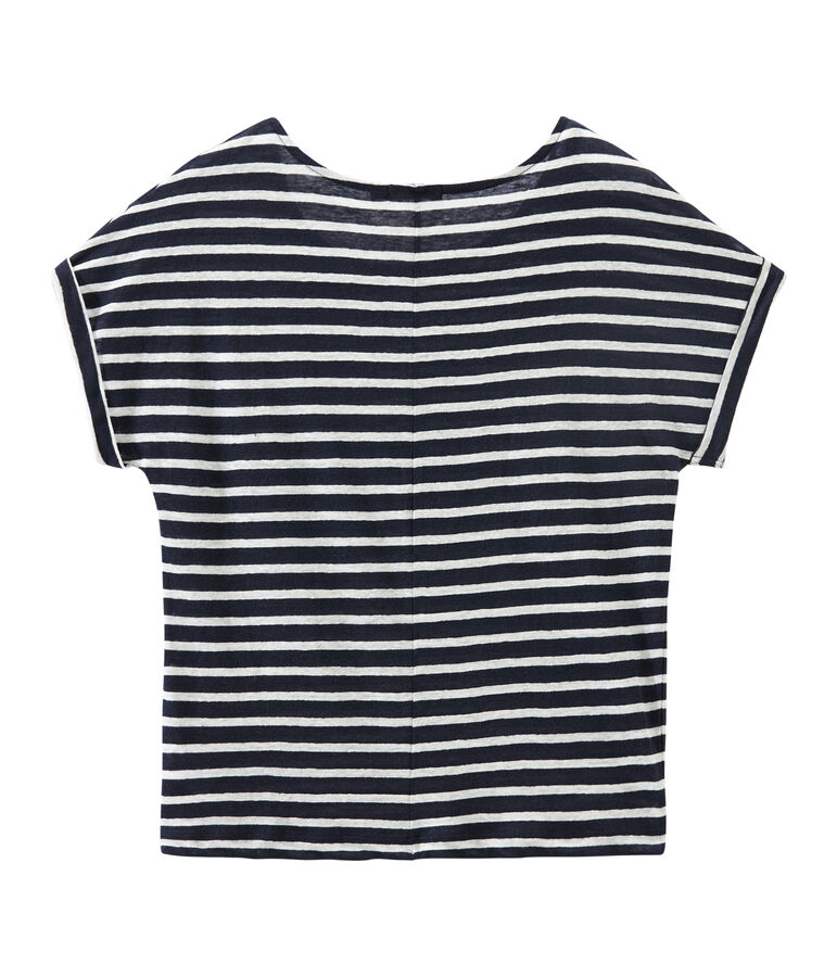 Women's striped linen tee blue/white