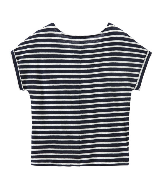 Women's striped linen tee SMOKING blue/LAIT white