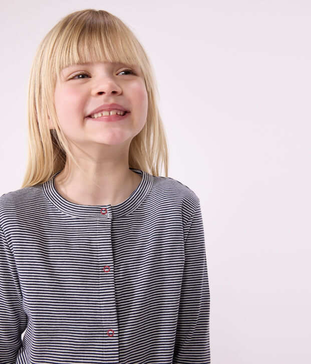 Children's stripy cotton cardigan blue/white