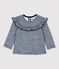 Babies' Wool/Cotton Blouse MEDIEVAL blue/MARSHMALLOW white