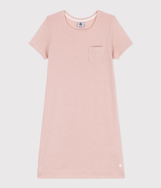 Girls' Plain Openwork Cotton Nightdress SALINE pink