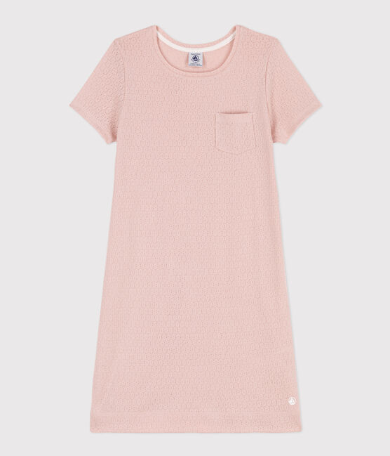 Girls' Plain Openwork Cotton Nightdress SALINE pink