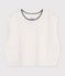 Babies' sleeveless wool and cotton knit jumper. white