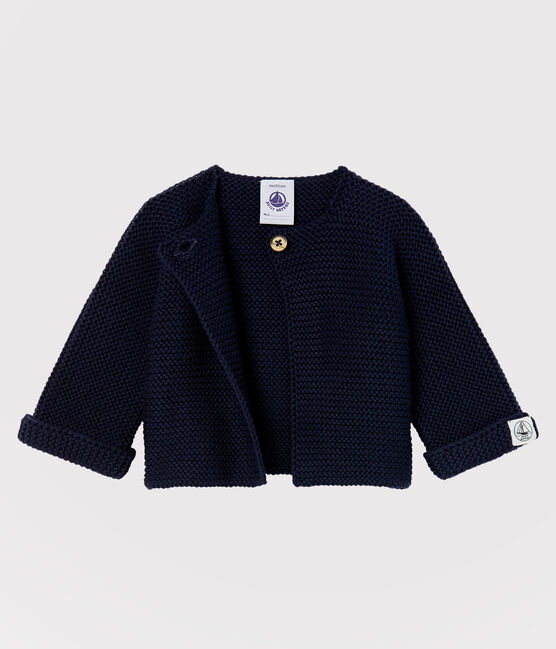 Babies' Organic Cotton Knitted Cardigan SMOKING blue