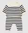 Babies' Stripy Wool Knit Clothing - 2-Piece Set MARSHMALLOW white/SMOKING blue