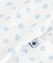Babies' heart-print cotton pyjama suit with a collar MARSHMALLOW /ADRIATIC