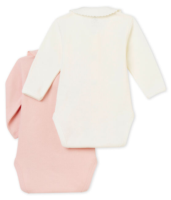Set of 2 baby girl's bodysuits with collar variante 1
