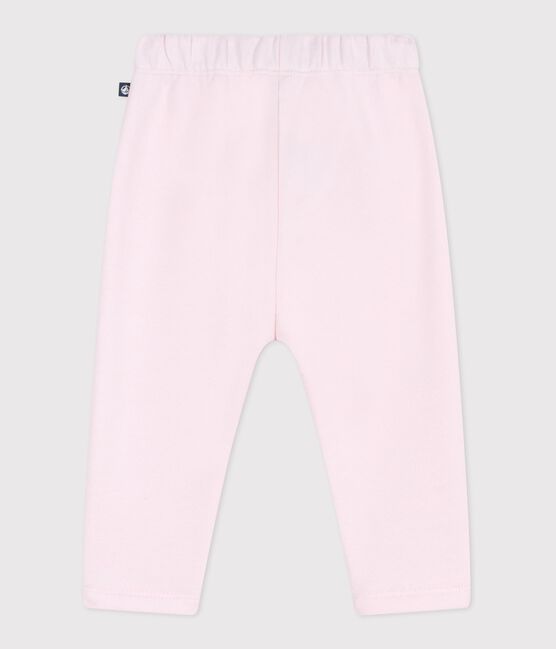 Babies' jogging bottoms in plain cotton BARELY pink