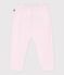 Babies' jogging bottoms in plain cotton BARELY pink