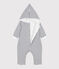 Babies' Quilted Cotton Hooded Jumpsuit MARSHMALLOW white/SMOKING blue
