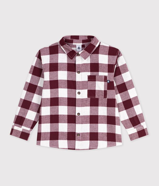 Children's checked cotton shirt brown/beige