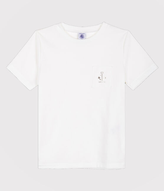 Girls' silkscreen print T-shirt ECUME white