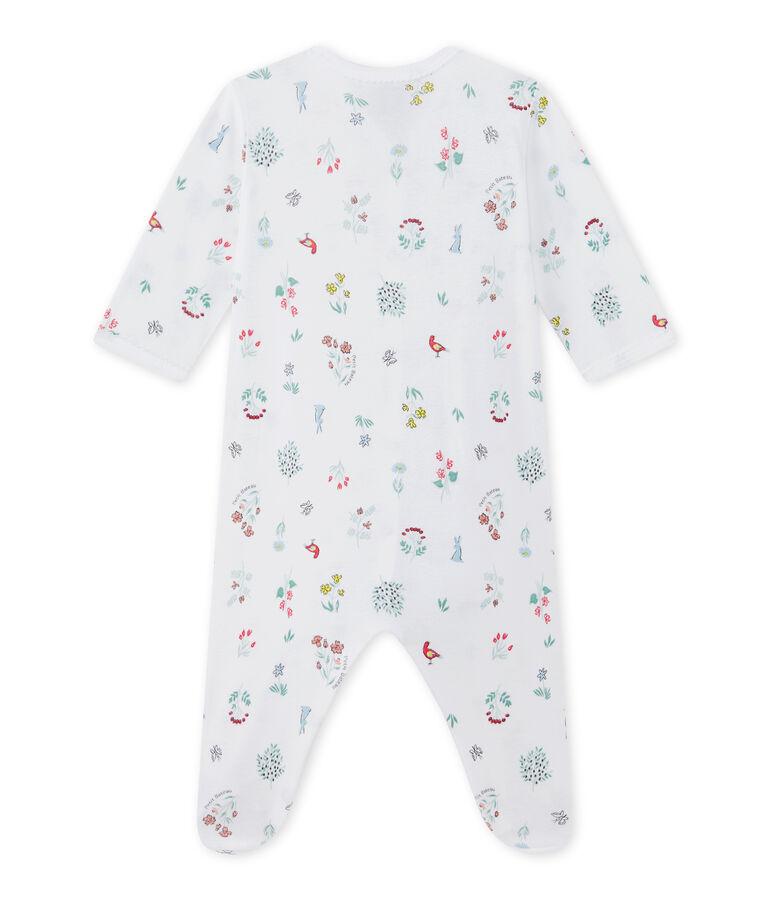 Baby girl's print sleepsuit ECUME white/MULTICO white