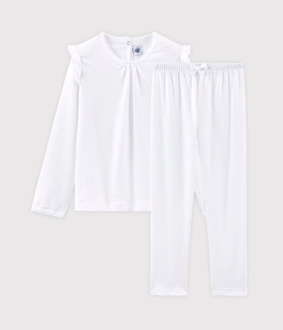 Girls' Fine Cotton Pyjamas ECUME white