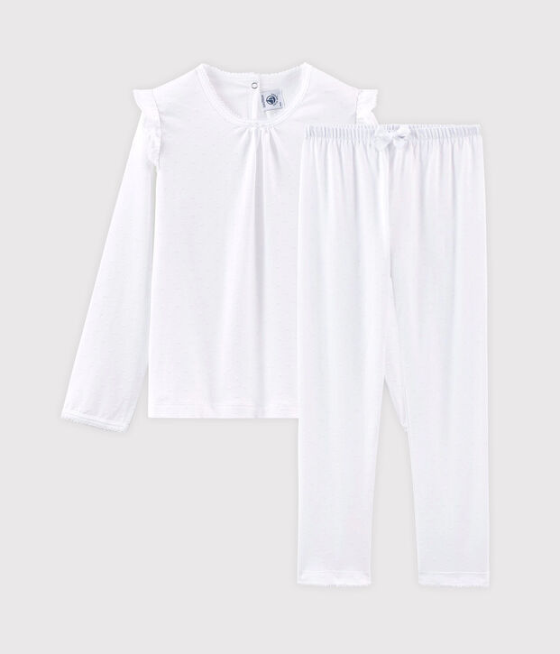 Girls' Fine Cotton Pyjamas white