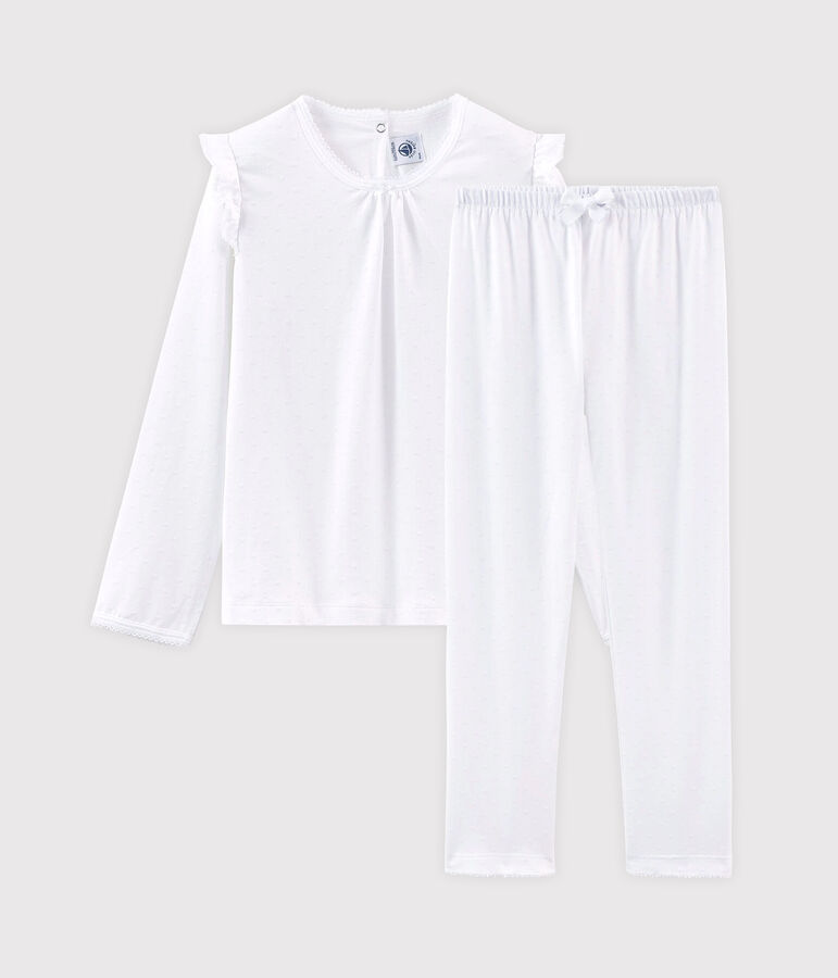 Girls' Fine Cotton Pyjamas ECUME white