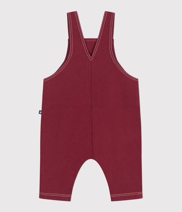 Babies' long-leg coloured denim dungarees red