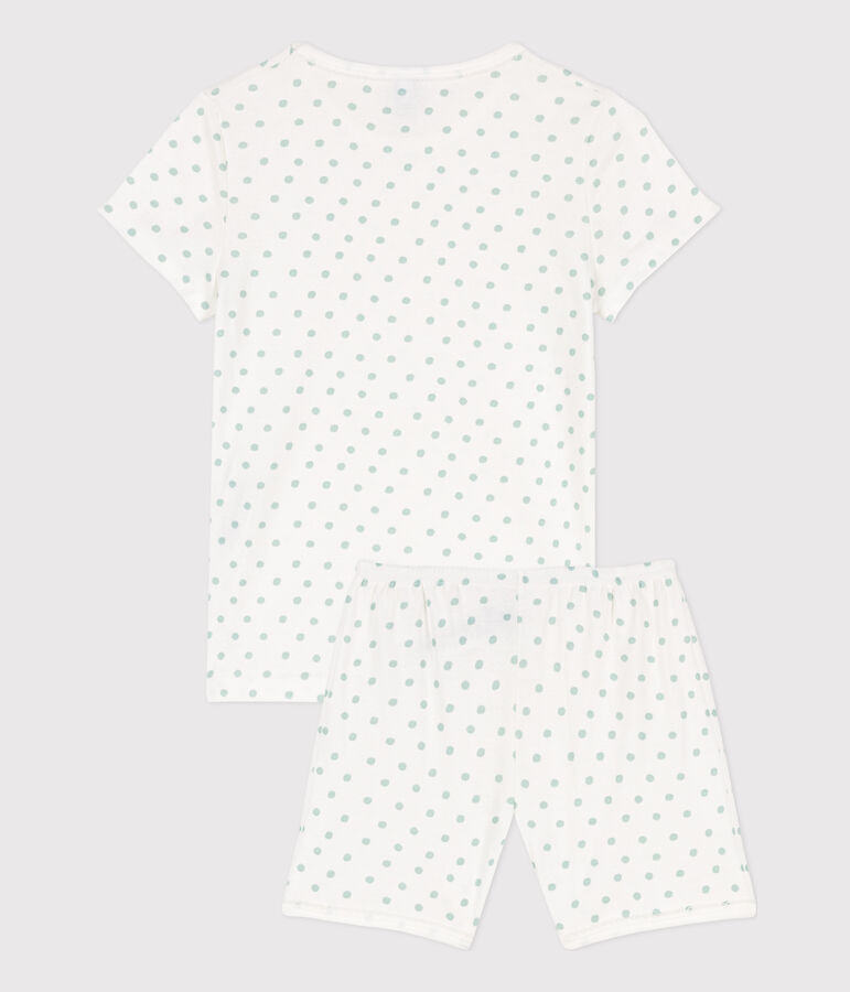 Girls' Spotted Cotton Short Pyjamas white/green