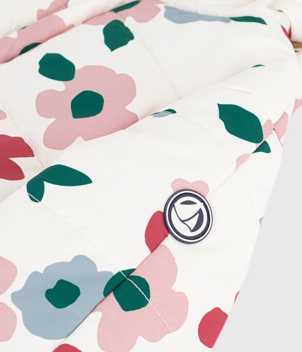 Babies' floral print polyester snowsuit Ecru/multicolor