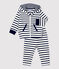 Babies' Organic Striped Clothing - 2-Piece Set MARSHMALLOW white/SMOKING blue