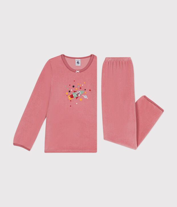Children's plain velvet pyjamas pink