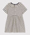 Babies' Short-Sleeved Slub Jersey Dress AVALANCHE white/SMOKING blue