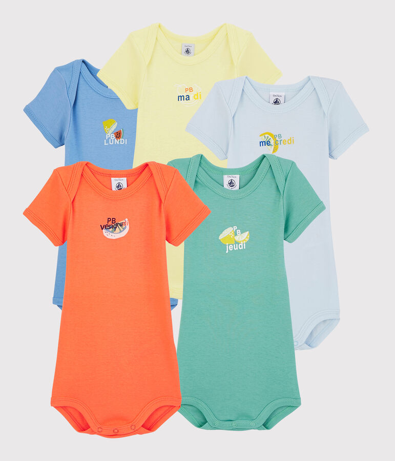 Babies' Short-Sleeved Fruit Pattern Bodysuit - 5-Pack multicolor