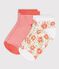 Little girls' flower-print cotton socks - 2-Pack multicolor