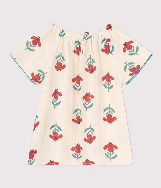 Girls' Floral Cotton Gauze Blouse AVALANCHE white/MULTICO