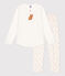 Girls' Cotton Pyjamas MARSHMALLOW white/MULTICO white