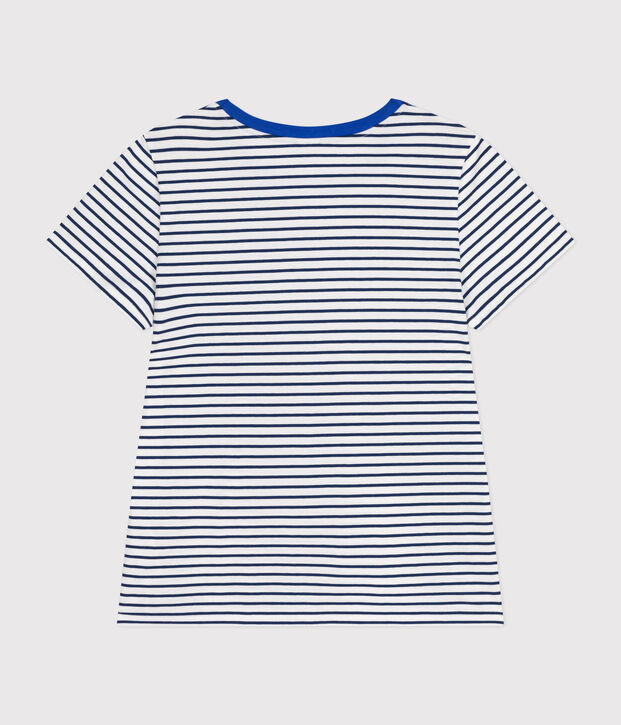 Women's The Straight round-neck cotton T-Shirt white/blue